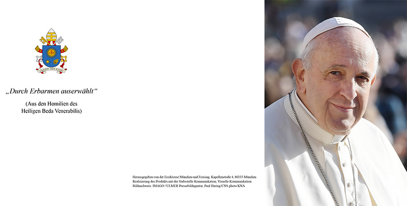 Gebetsbild mit einem Bild von Papst Franziskus