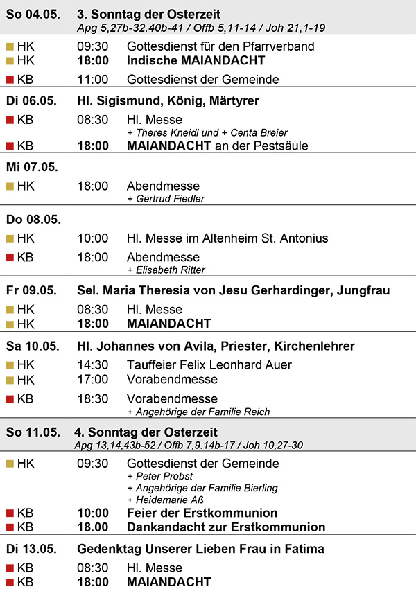 Bild vom Gottesdienstanzeiger der Seite 2