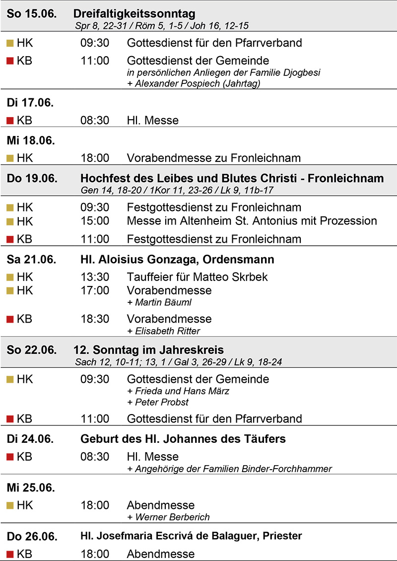 Bild von Gottesdienstanzeiger mit aktuellen Gottesdiensten