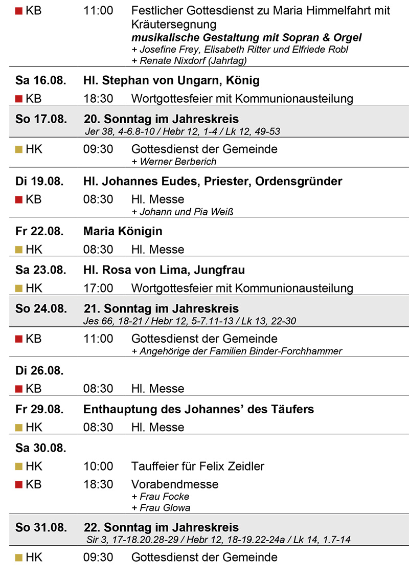Gottesdienstanzeiger August 2025, 3. Seite