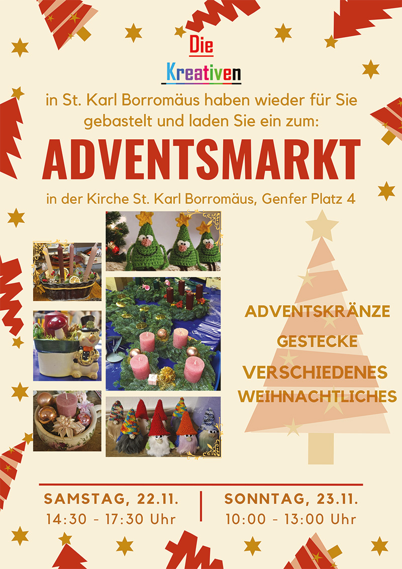 Plaklat für den Adventsmarkt in Karl Borromäus am 22. und 23.11.2025