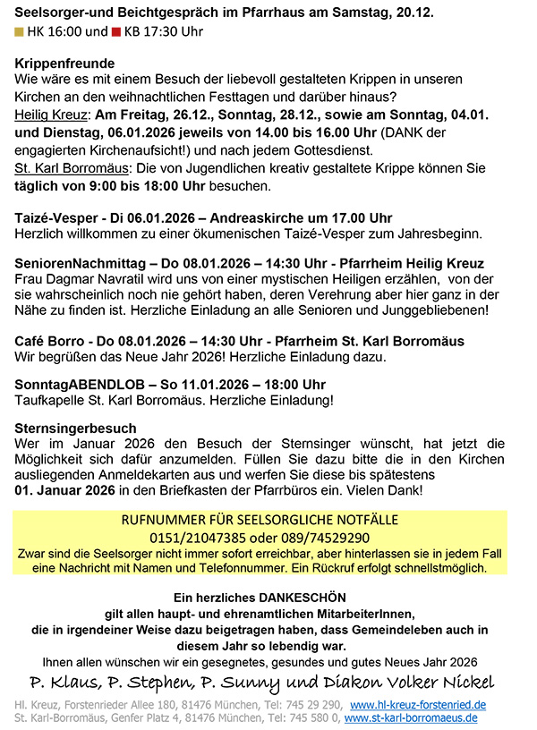 Liste der Gottesdienste Weihnachten 2025, Seite 4