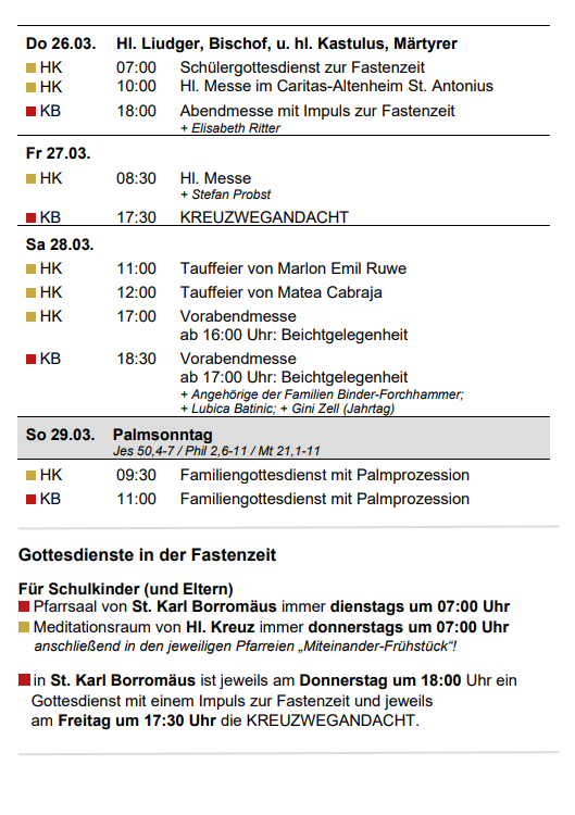 Gottesdienstanzeiger Pfarrverband Forstenried | 15.03. bis 29.03.2026 | Seite 2