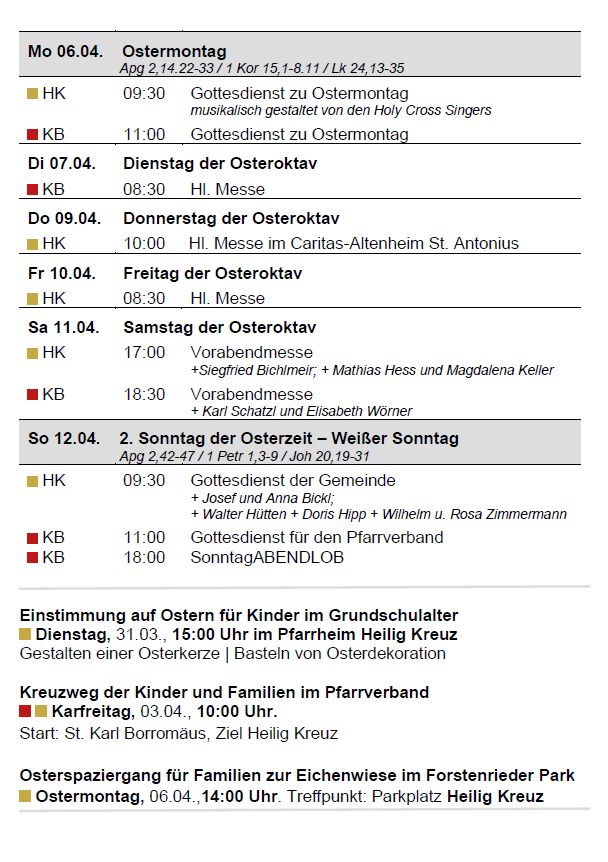Gottesdienstanzeiger Pfarrverband Forstenried | 29.03. bis 12.04.2026 | Seite 2