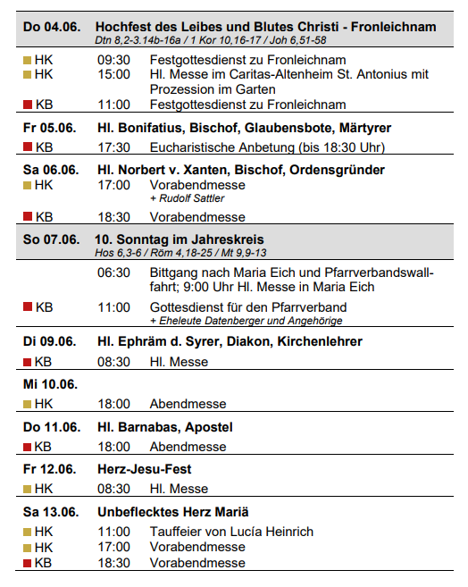 Go_26_KW_22_23_24_2 Gottesdienstanzeiger Pfarrverband Forstenried | 24.05. bis 14.06.2026 | Seite 2