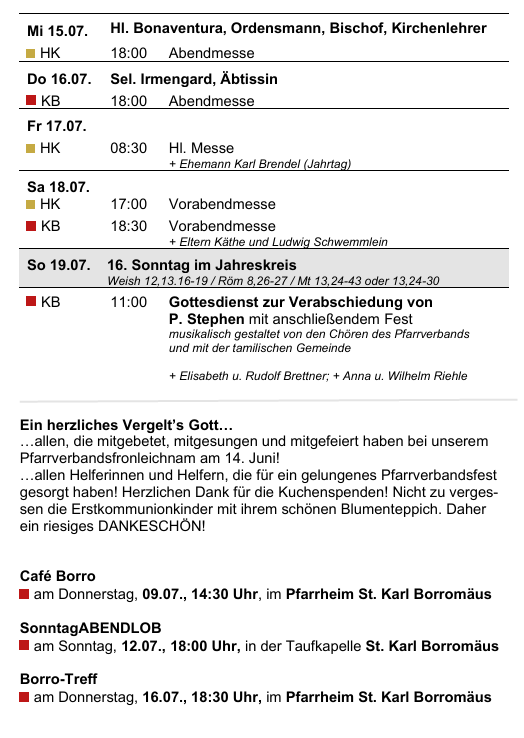 Go_26_KW_28_29_2 Gottesdienstanzeiger Pfarrverband Forstenried | 05.07. bis 19.07.2026 | Seite 2