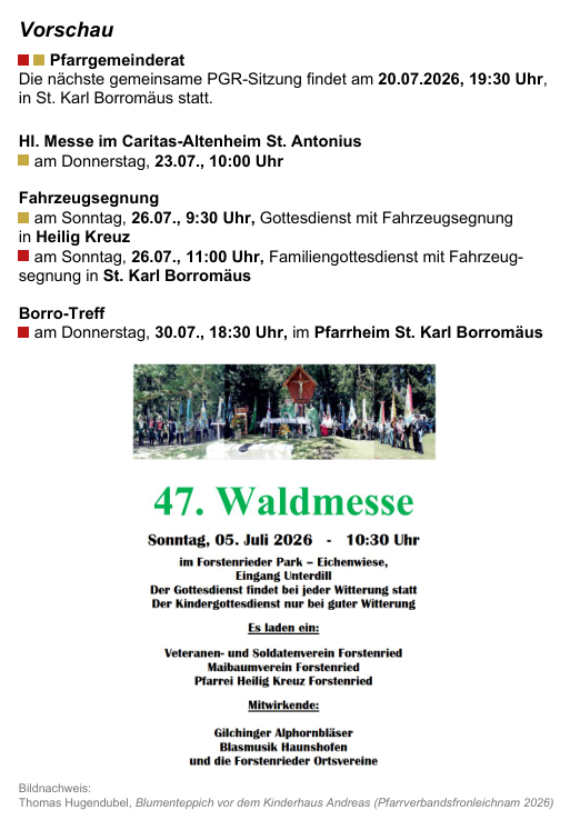 Go_26_KW_28_29_3 Gottesdienstanzeiger Pfarrverband Forstenried | 05.07. bis 19.07.2026 | Seite 3