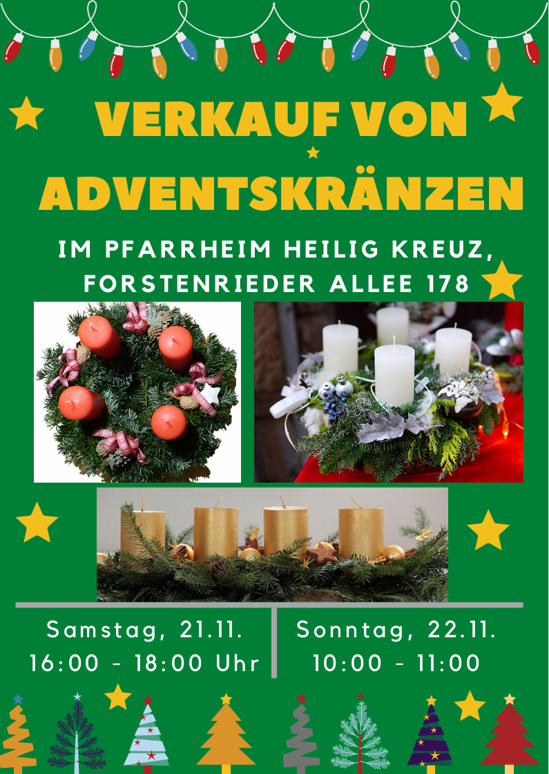 Verkauf von Adventskränzen in Heilig Kreuz