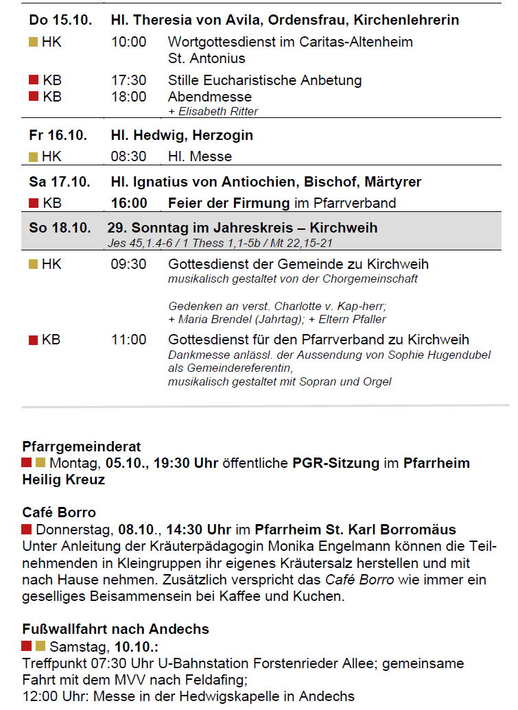 Go_26_KW_41_42_2 Gottesdienstanzeiger Pfarrverband Forstenried | 04.10. bis 18.10.2026 | Seite 2